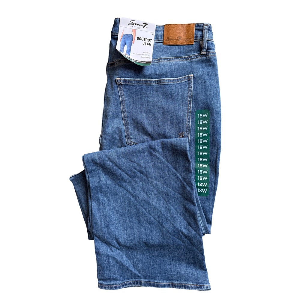 Seven7 Womens High Rise Slim Bootcut Jeans Ocean Drift Blue 18W SX10240DE